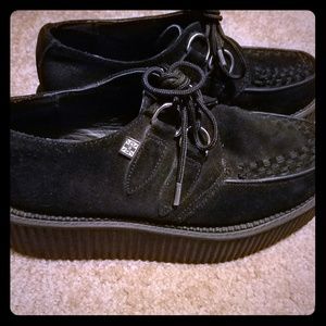 Black suede creeper shoes